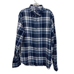 J. Crew Mens size XL Blue Flannel Plaid Slim Fit Button Up Shirt Long Sleeve
